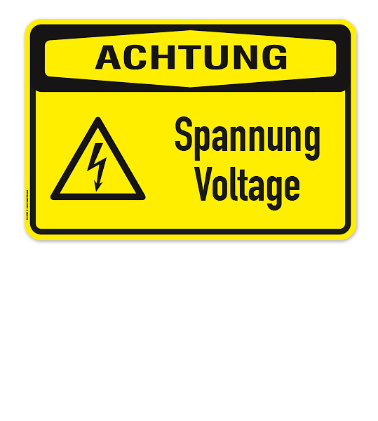 Warnschild Achtung - Spannung - Voltage