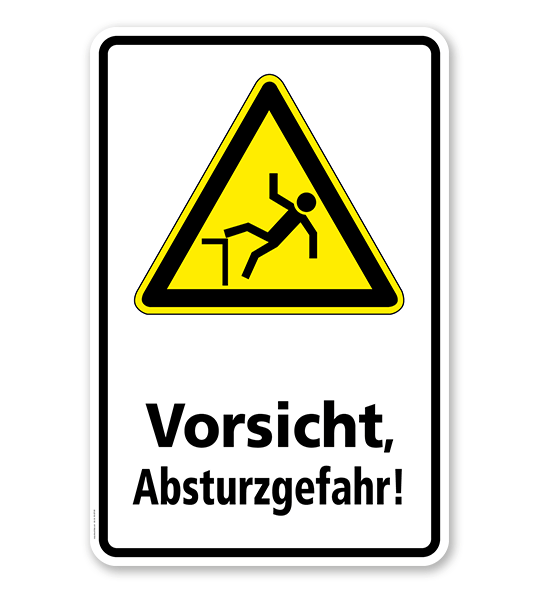 Warnschild Vorsicht, Absturzgefahr