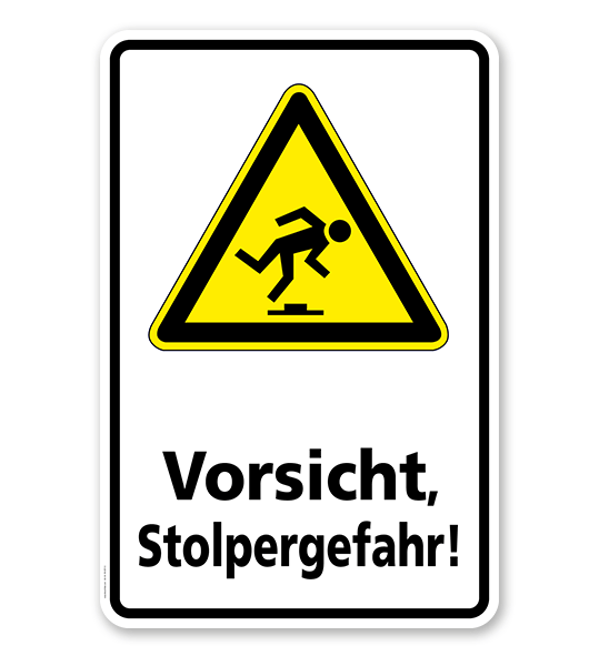 Warnschild Vorsicht, Stolpergefahr