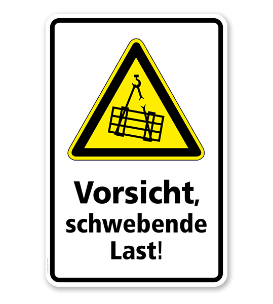 Warnschild Vorsicht, schwebende Last