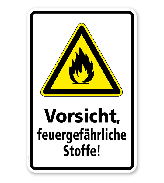 Warnschild Vorsicht, feuergefährliche Stoffe