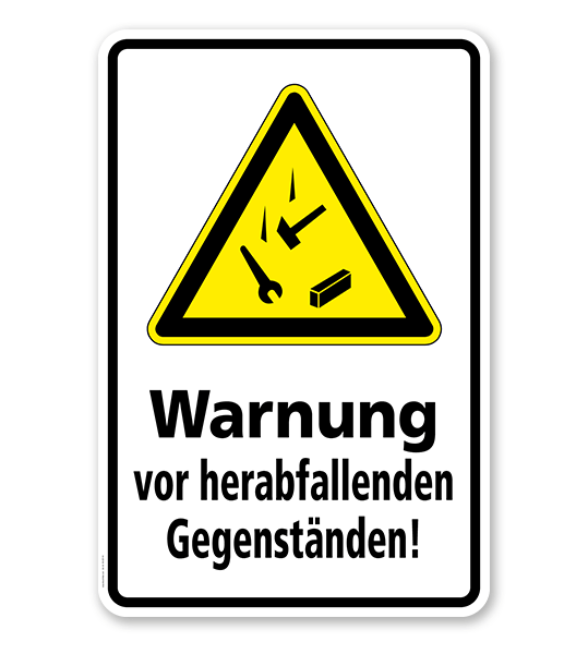 Warnschild Warnung vor herabfallenden Gegenständen