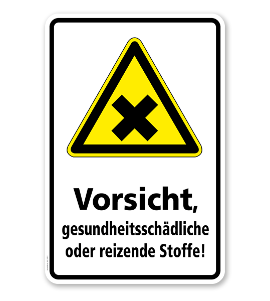 Warnschild Vorsicht, gesundheitsschädliche oder reizende Stoffe