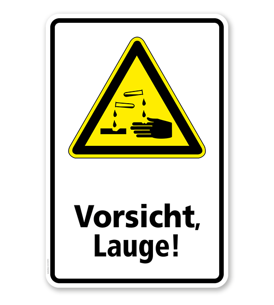 Warnschild Vorsicht, Lauge