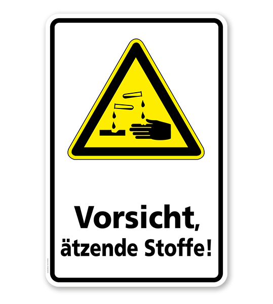 Warnschild Vorsicht, ätzende Stoffe