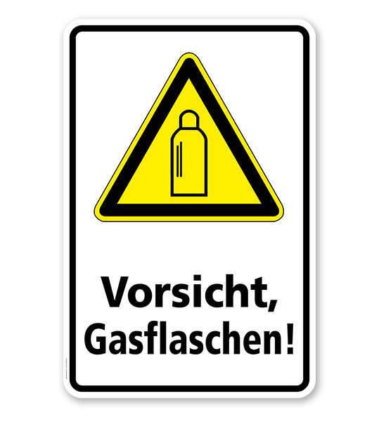 Warnschild Vorsicht, Gasflaschen
