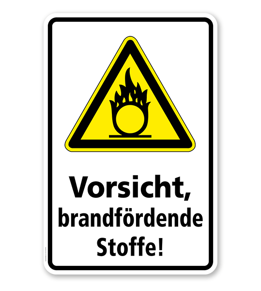 Warnschild Vorsicht, brandfördende Stoffe