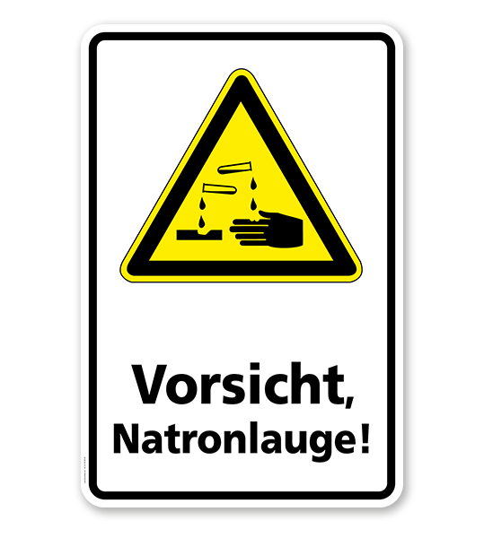 Warnschild Vorsicht, Natronlauge
