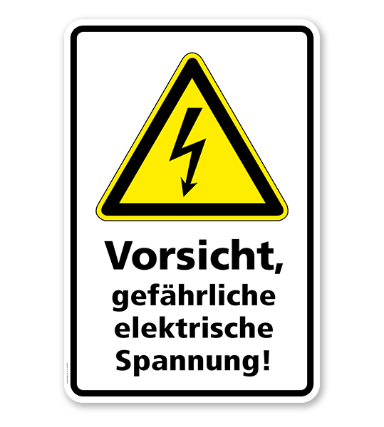 Warnschild Vorsicht, gefährliche elektrische Spannung