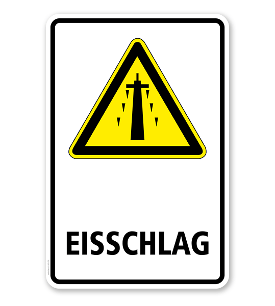 Warnschild Warnung vor Eisschlag am Strommast