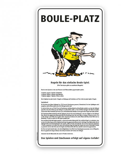 Schild Bouleplatz - mit Regeln - SP