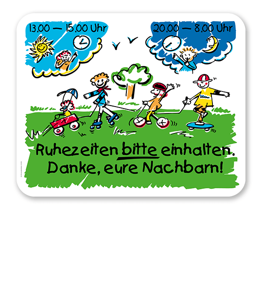 Schild Ruhezeiten bitte einhalten als Standardartikel oder
