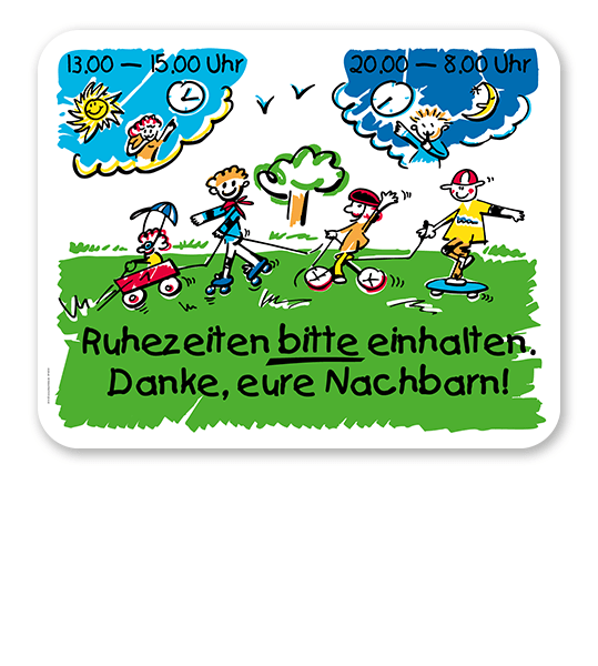 Schild Ruhezeiten bitte einhalten - SP