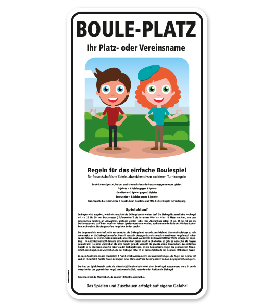 Schild Bouleplatz - mit Regeln - SP 04