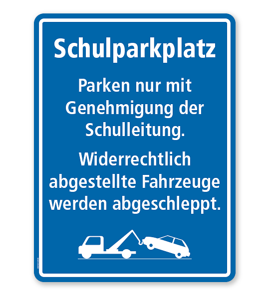 Textschild Schulparkplatz - Verhaltenshinweise - TX