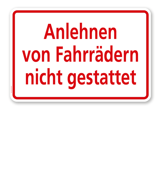 Textschild Anlehnen von Fahrrädern nicht gestattet - TX