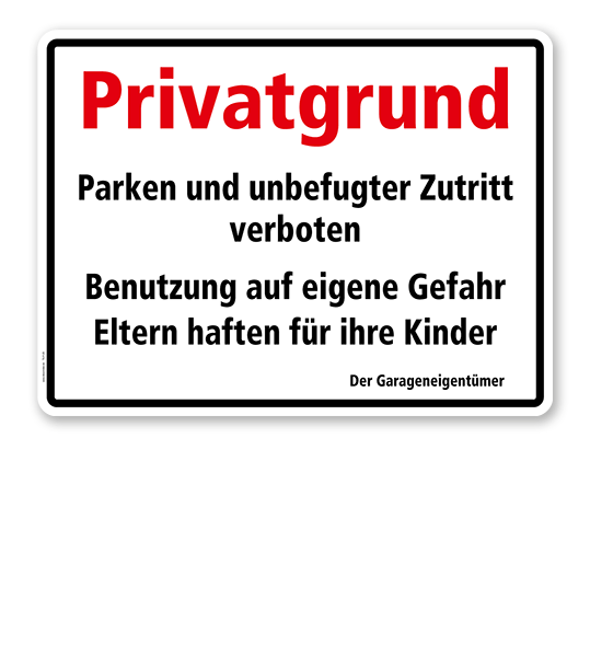 Textschild Privatgrund - TX