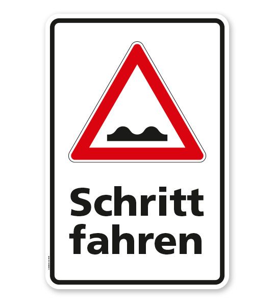 Kombischild Schritt fahren - unebene Fahrbahn