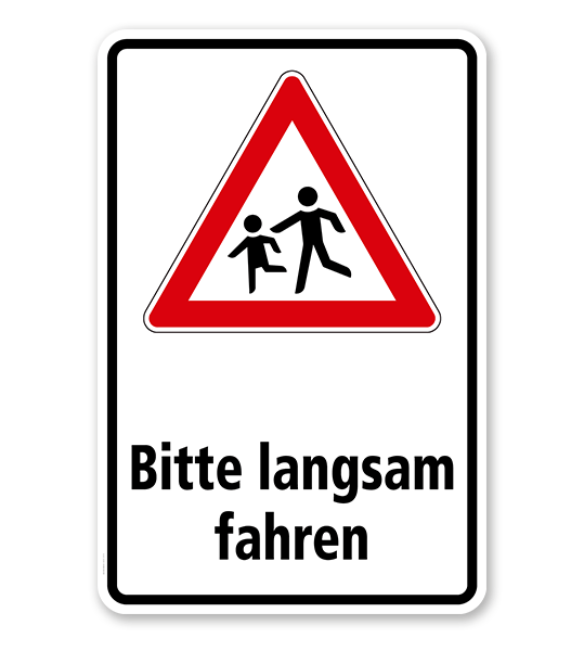 Kombischild / Kinderschild Bitte langsam fahren