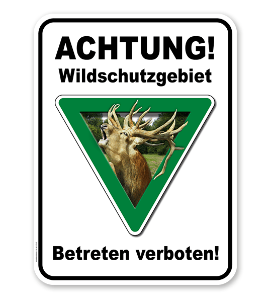 Kombischild Achtung, Wildschutzgebiet. Betreten verboten.
