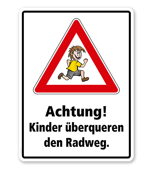 Kombischild / Kinderschild Achtung, Kinder überqueren den Radweg