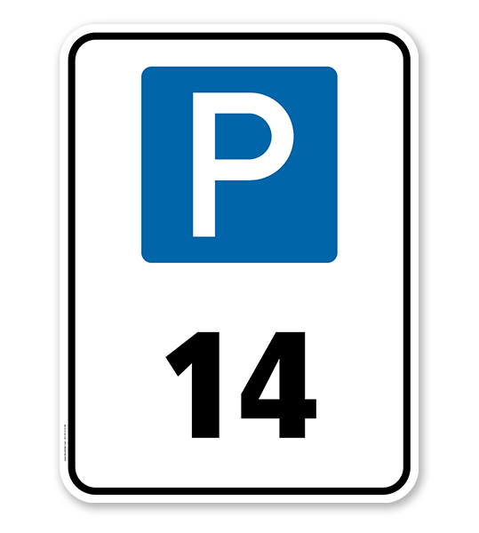 Kombischild Parkplatznummerierung nach Wahl mit Parksymbol