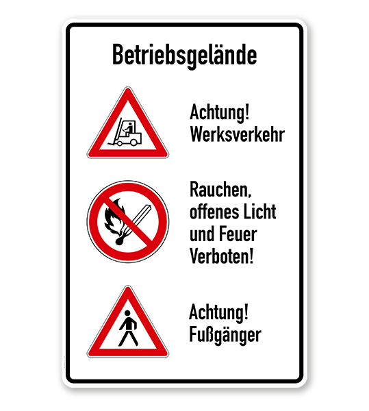 Kombischild Betriebsgelände Verhaltensregeln