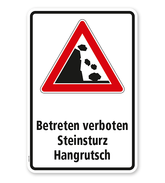 Kombischild V-VZ-59 Betreten verboten Steinrutsch - Hangrutsch