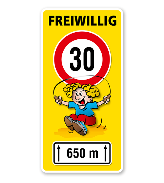 Kinderschild Freiwillig 30 km/h - Teilstrecke - VSS
