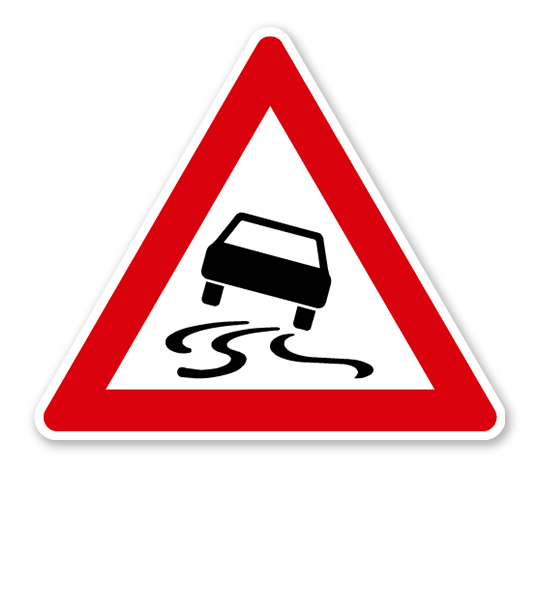 Schleudergefahr bei Nässe oder Schmutz - Verkehrsschild VZ 114