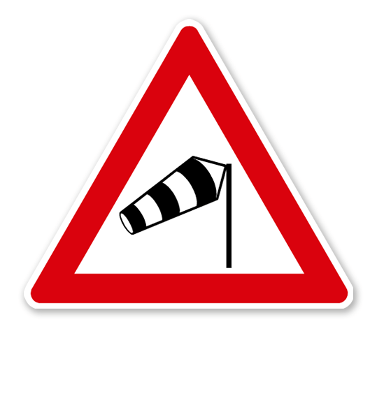 Seitenwind von rechts - Verkehrsschild VZ 117-10