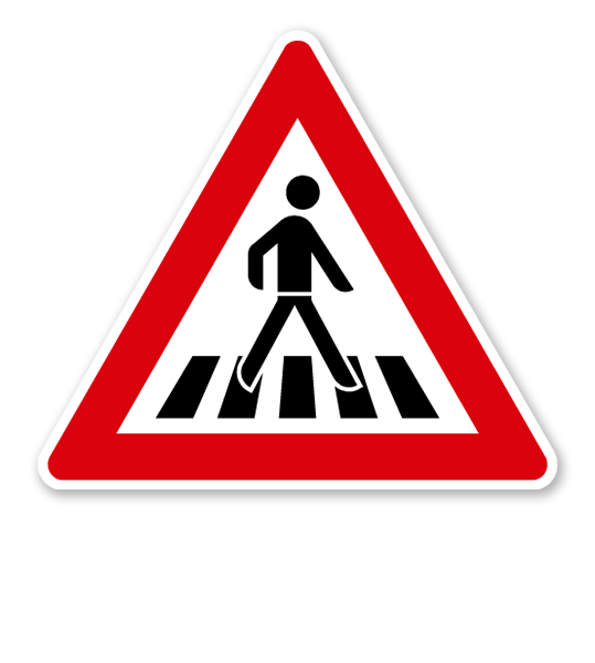 Fußgängerüberweg, Aufstellung links - Verkehrsschild VZ 145-22
