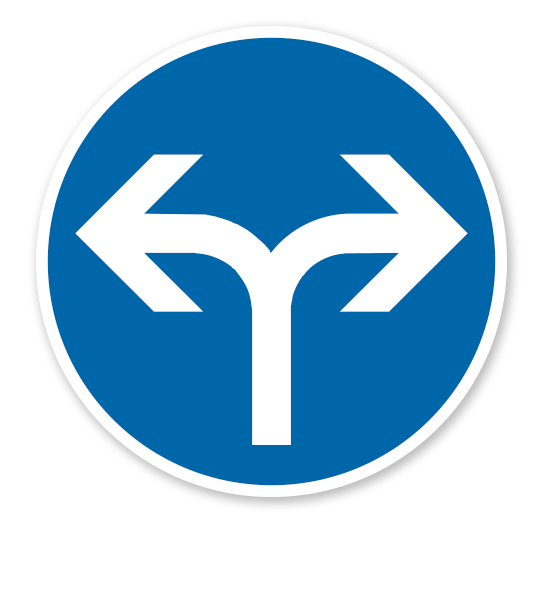 Vorgeschriebene Fahrtrichtung links oder rechts - Verkehrsschild VZ 214-30