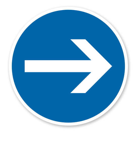 Vorgeschriebene Fahrtrichtung hier rechts - Verkehrsschild VZ 211-20