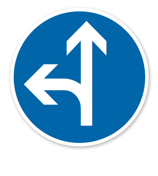 Vorgeschriebene Fahrtrichtung geradeaus oder links - Verkehrsschild VZ 214-10