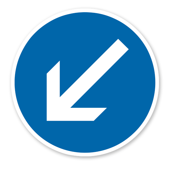 Vorgeschriebene Vorbeifahrt links vorbei - Verkehrsschild VZ 222-10