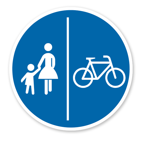 Getrennter Rad- und Gehweg, Radweg rechts - Verkehrsschild VZ 241-31