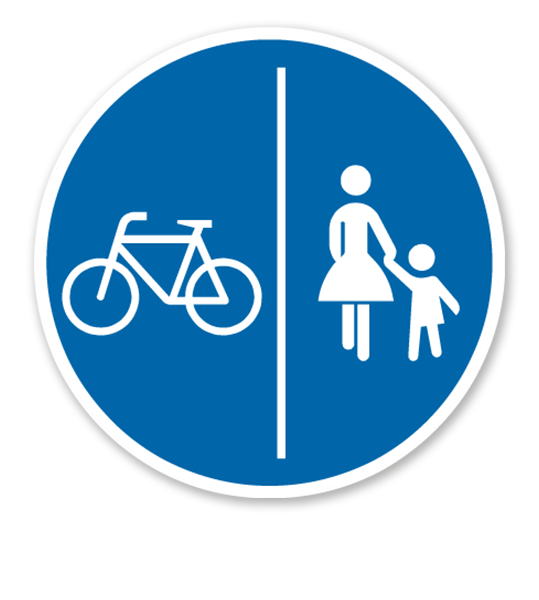 Getrennter Rad- und Gehweg, Radweg links - Verkehrsschild VZ 241-30