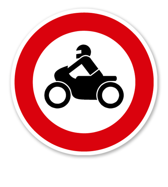 Verbot für Krafträder, auch mit Beiwagen, Kleinkrafträder und Mofas - Verkehrsschild VZ 255