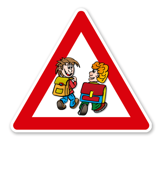 Verkehrsschild Achtung, Schulweg - Schüler