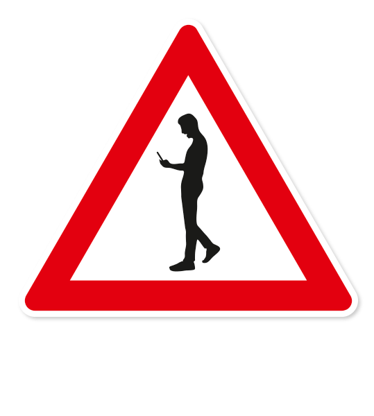 Verkehrsschild Smombie - Aufstellung rechts (Fußgänger mit Handy)