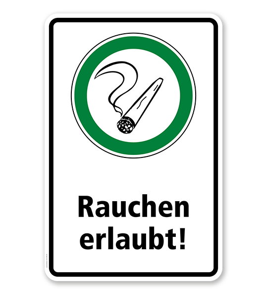 Hinweisschild Rauchen erlaubt - Joint - WH