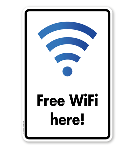 Hinweisschild Free WIFI here - WH