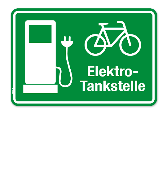 Hinweisschild Elektro-Tankstelle für Fahrräder