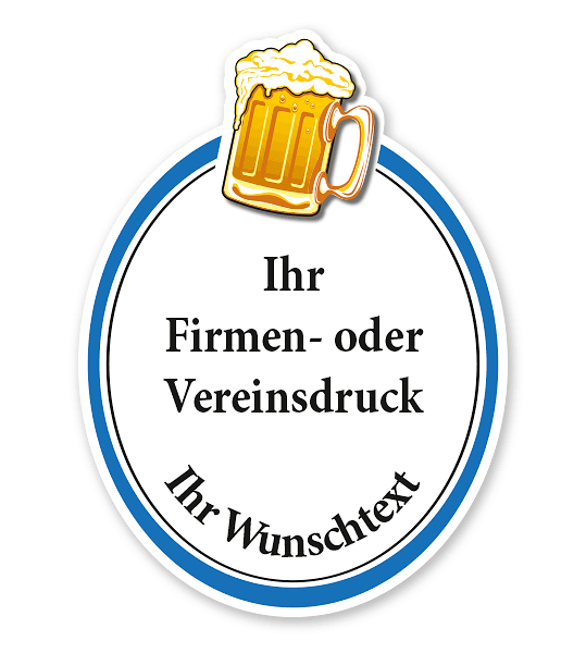 Maibaumschild Oval mit Bierkrug und farbigem Rahmen - WH