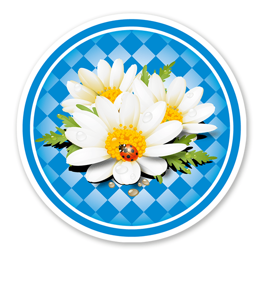 Festschild Kreis Bayern-Rautenmuster mit Blüten - WH