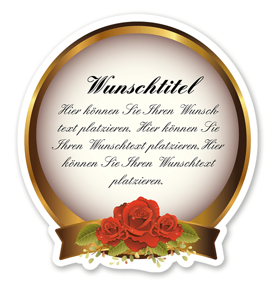 Maibaumschild Goldrand mit Rose - WH