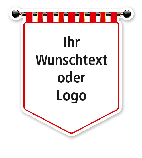 Maibaumschild Banner mit rotem Rand und weißer Fläche - WH