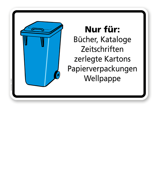 Schild Nur für Bücher, Kataloge, Zeitschriften, Kartons, Papierverpackungen, Wellpappe - WH