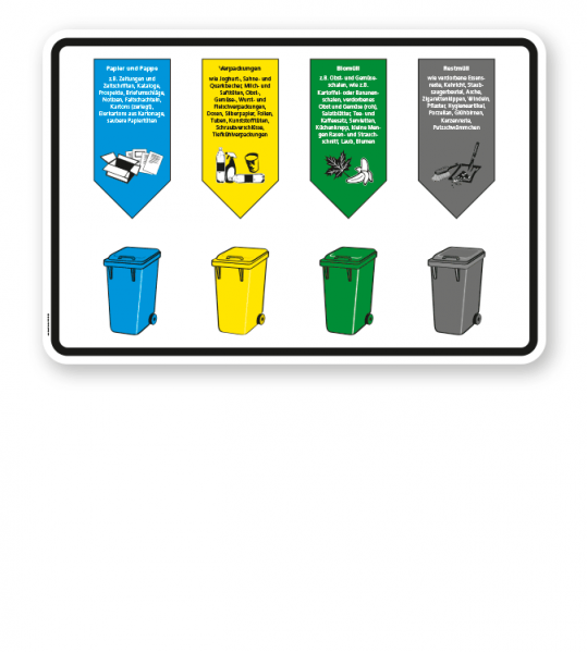 Schild Abfallentsorgung Hinweise Fur Blaue Gelbe Grune Graue Tonne